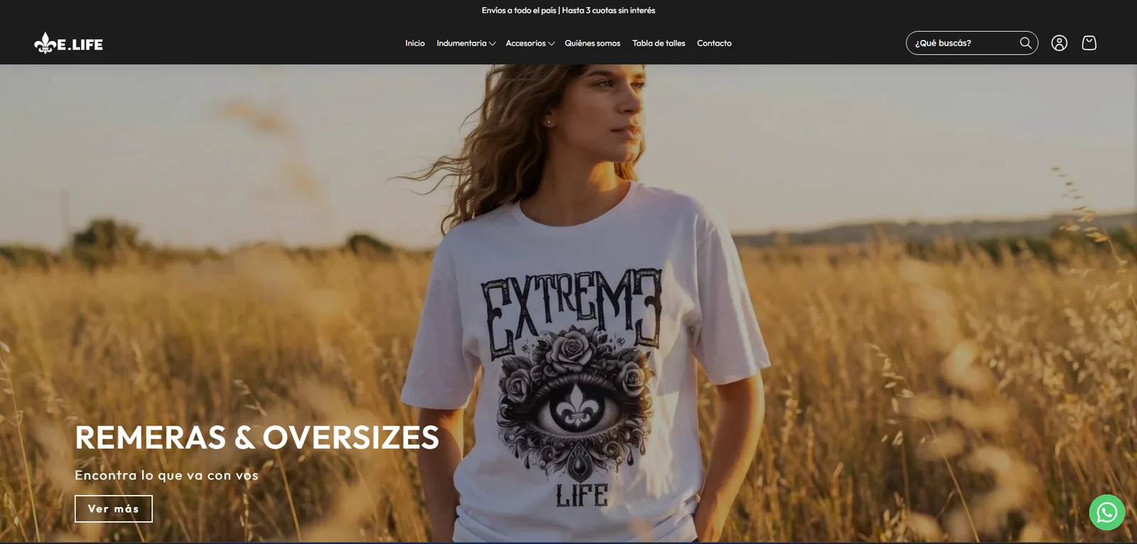 Tienda online de Extreme Life con la colección de remeras y oversizes